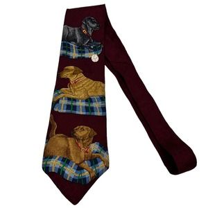 LOUNGING LABS LABRADOR RETRIEVERS BURGUNDY MULTICOLOR MEN’S TIE